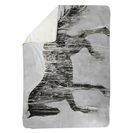 BEGIN HOME DECOR 60 x 80 in. Horse Brown Silhouette-Sherpa Fleece Blanket 5545-6080-AN300